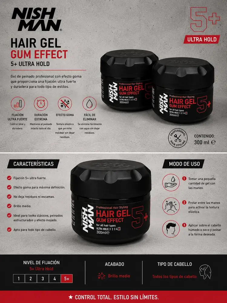 Ficha técnica de Nish Man Hair Gel Gum Effect 5+