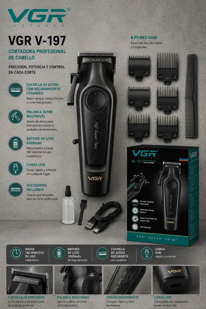 Ficha de VGR V-197 Cortadora de cabello