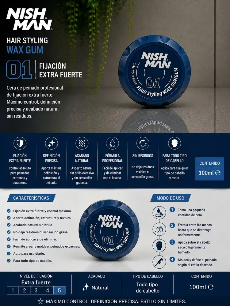 Ficha técnica de Nish Man 01 Wax Gum