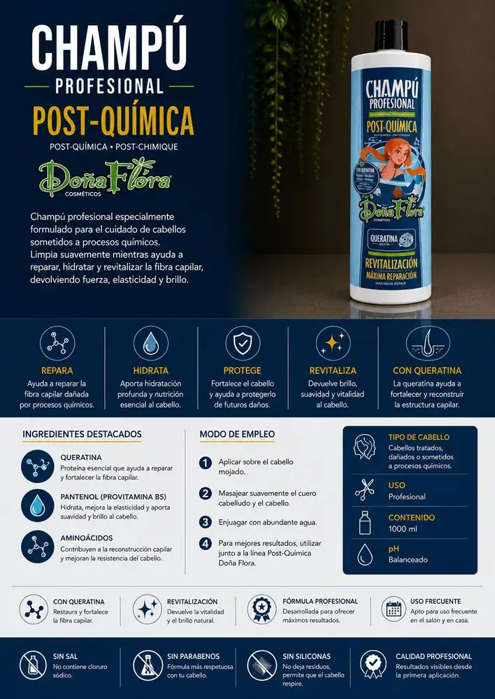 Ficha de Doña Flora Champú Post-Química