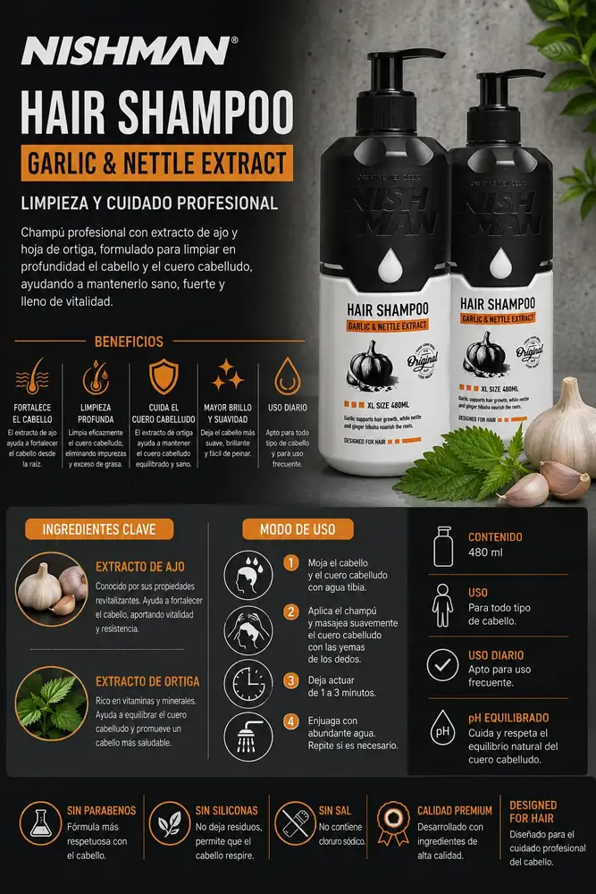 Ficha de Nishman Hair Shampoo Garlic & Nettle