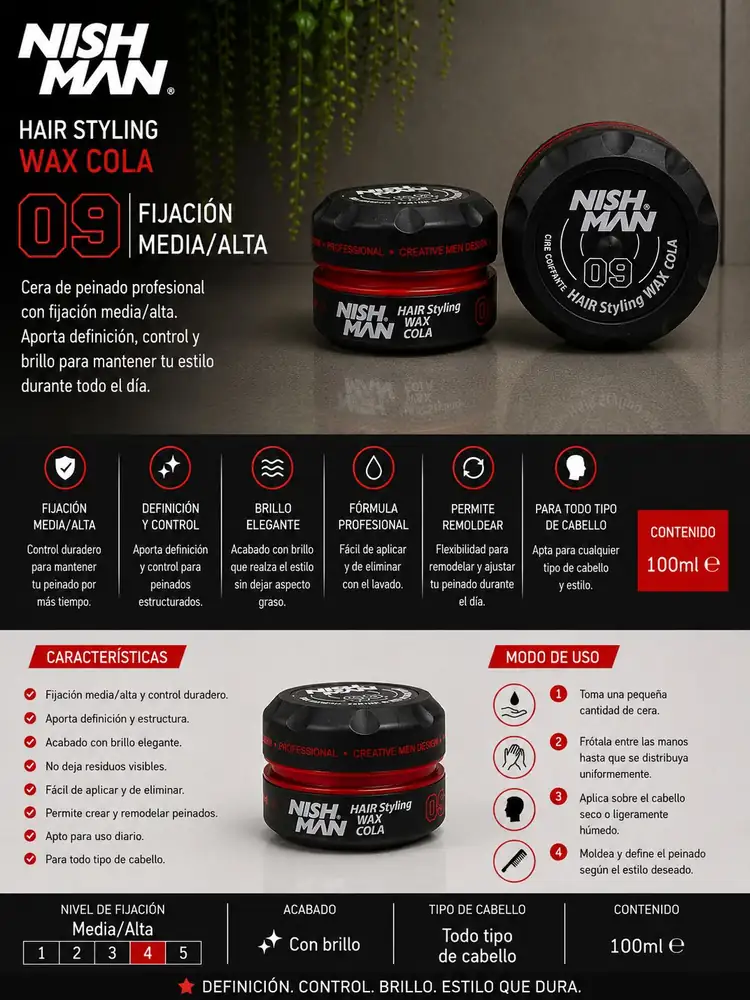 Ficha técnica de Nish Man 09 Wax Cola