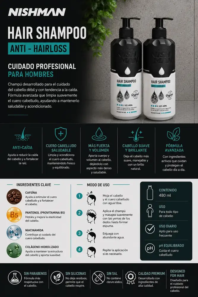 Ficha de Nishman Hair Shampoo Anti-Hairloss