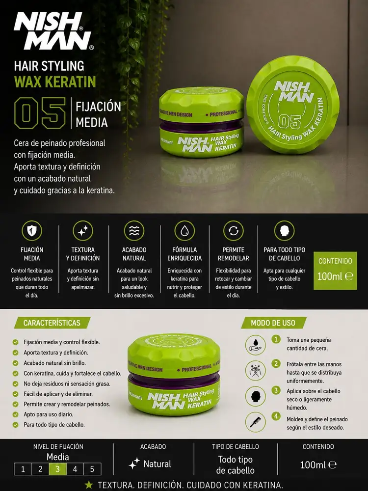 Ficha técnica de Nish Man 05 Wax Keratin