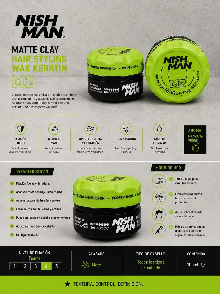 Ficha técnica de Nish Man M2 Matte Clay Keratin