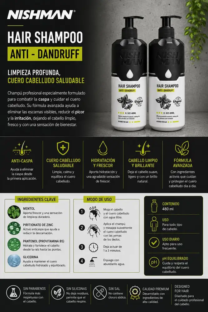 Ficha de Nishman Hair Shampoo Anti-Dandruff