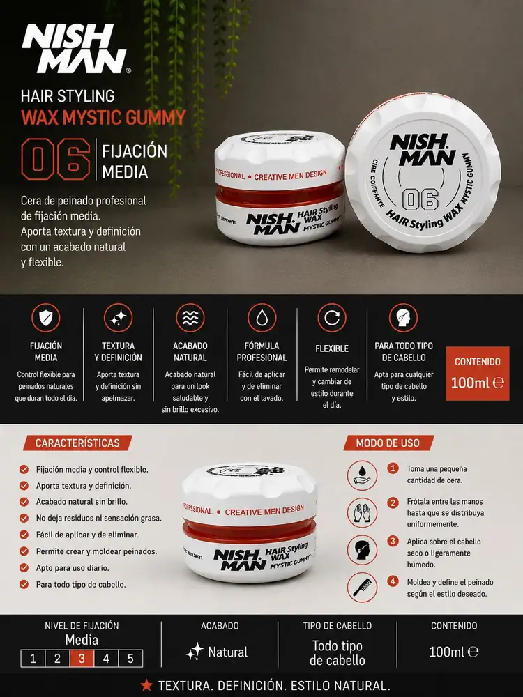 Ficha técnica de Nish Man 06 Wax Mystic Gummy