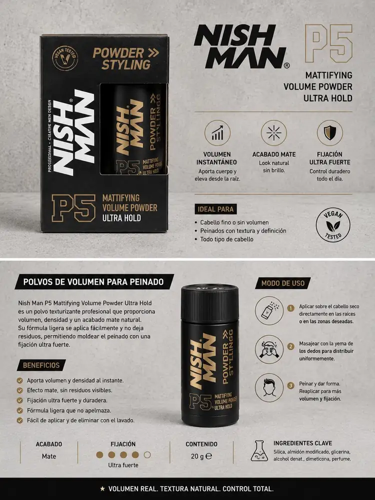 Ficha técnica de Nish Man P5 Volume Powder